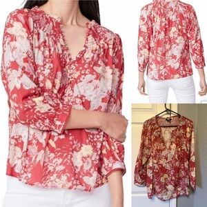 PAIGE Floral Red and White Blouse, size xl